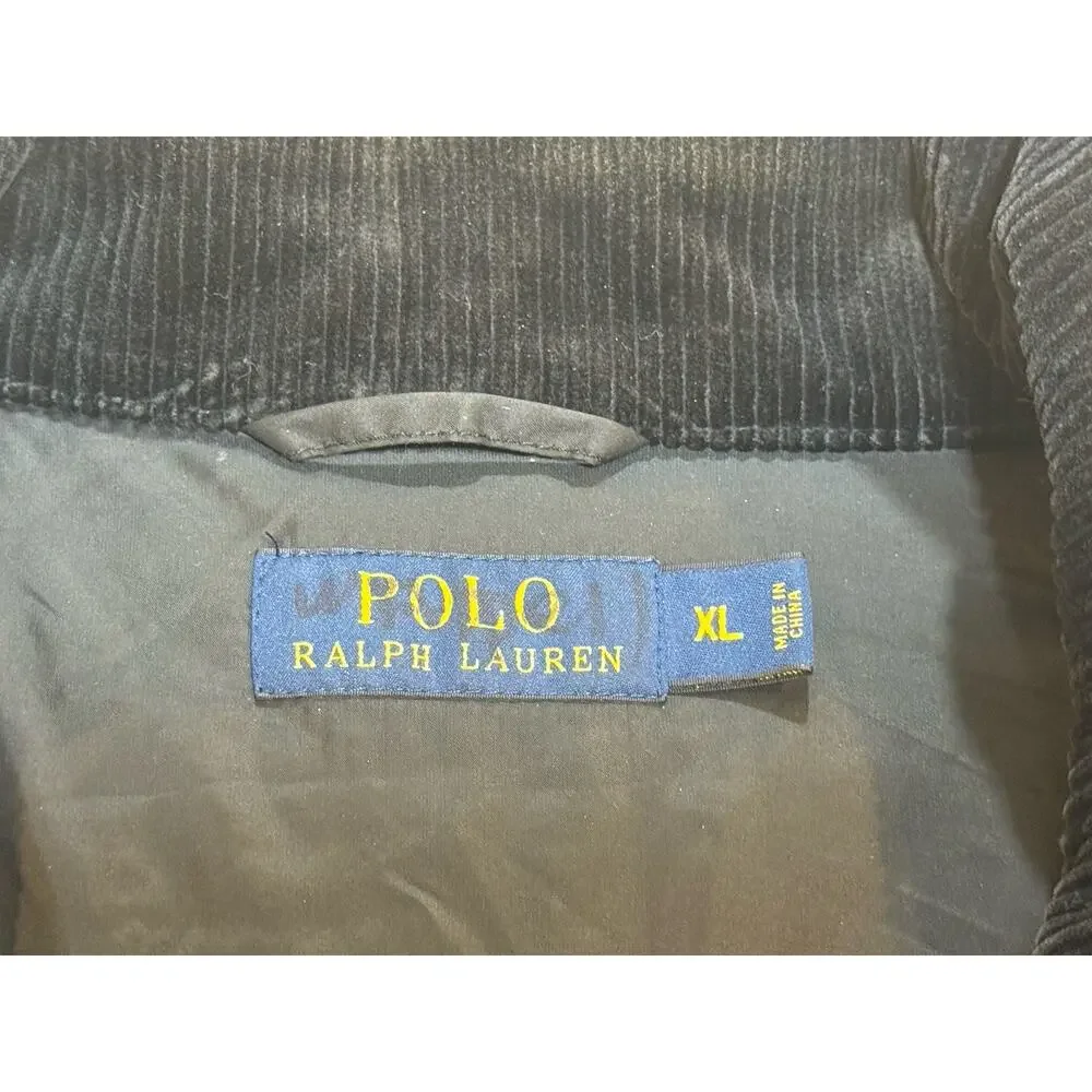 Polo Ralph Lauren Club Quilted Vest Mens Black Gold Hardware Sz XL